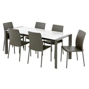 Brindisi White Ceramic Ext Table