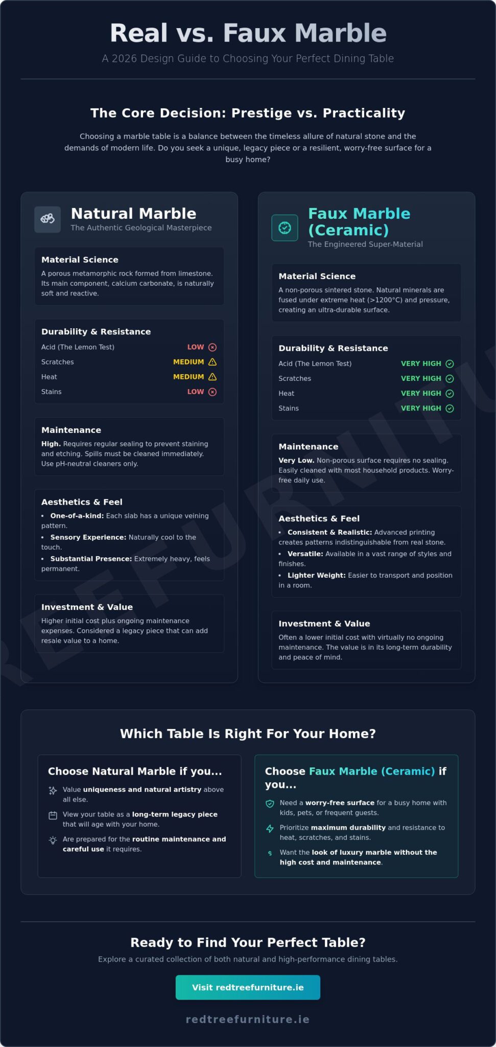 Real vs Faux Marble Dining Table: The 2026 Comparison Guide for Your Home